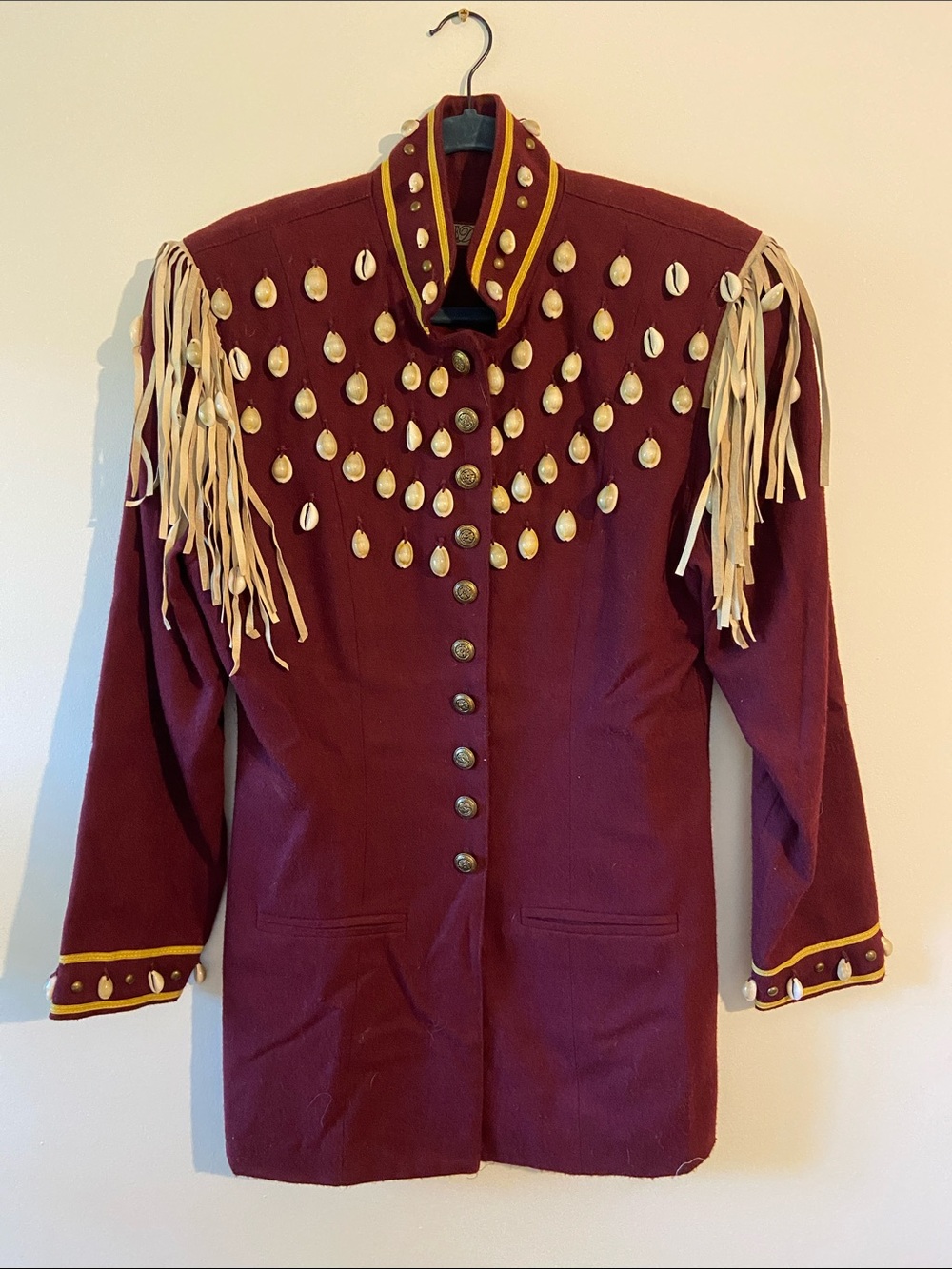 Double D Ranch Burgundy Fringe & Shell-Embellished Jacket